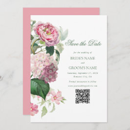 Romantische Waterverf Roze Bloemen Tuin Bruiloft Save The Date
