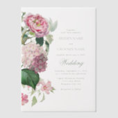 Romantische Waterverf Roze Bloemen Tuin Bruiloft Vellum Uitnodigingen (Voorkant)