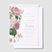 Romantische Waterverf Roze Bloemen Tuin Bruiloft Vellum Uitnodigingen (Offset)