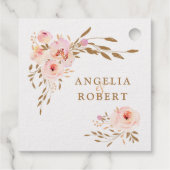 Romantische Waterverf Roze Blush Gold Rozen Bedankjes Labels (Achterkant)