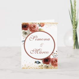 Romantische Waterverf Roze Floral, gouden bruiloft