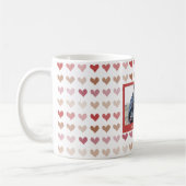 Romantische Waterverf Roze Harten Koppel Naam Foto Koffiemok (Links)