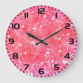 Romantische Waterverf Roze Harten & Pijlen Patroon Grote Klok (Voorkant)