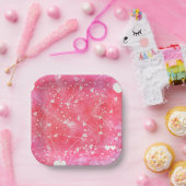 Romantische Waterverf Roze Harten & Pijlen Patroon Papieren Bordje (Feest)