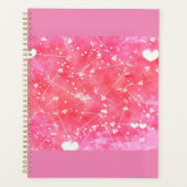 Romantische Waterverf Roze Harten & Pijlen Patroon Planner (Voorkant)