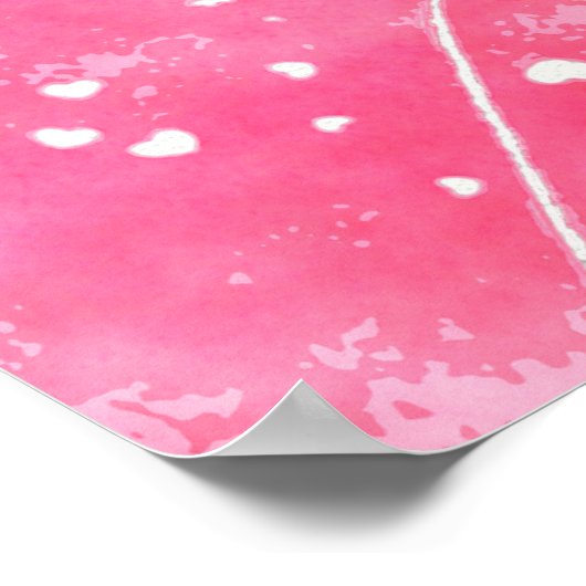 Romantische Waterverf Roze Harten & Pijlen Patroon Poster (Hoek)