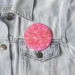 Romantische Waterverf Roze Harten & Pijlen Patroon Ronde Button 7,6 Cm