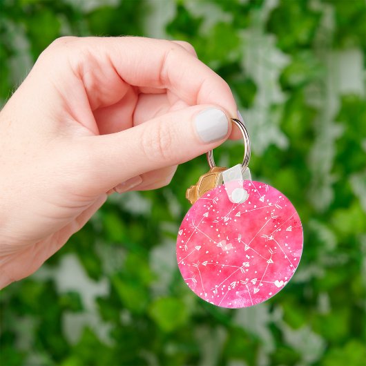 Romantische Waterverf Roze Harten & Pijlen Patroon Sleutelhanger