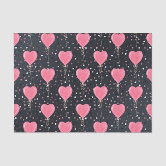 Romantische Waterverf Roze Hartenballonnen Confett Tissuepapier (Voorkant)