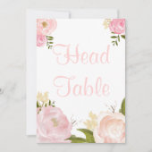 Romantische Waterverf Roze Peonies Hoofdtabel Kaart (Voorkant)