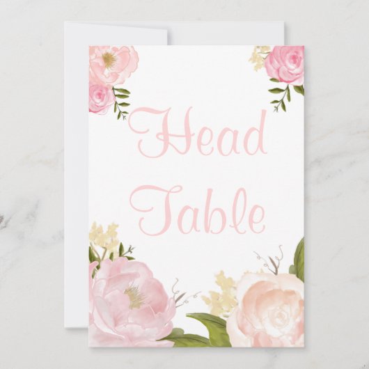 Romantische Waterverf Roze Peonies Hoofdtabel Kaart (Voorkant)