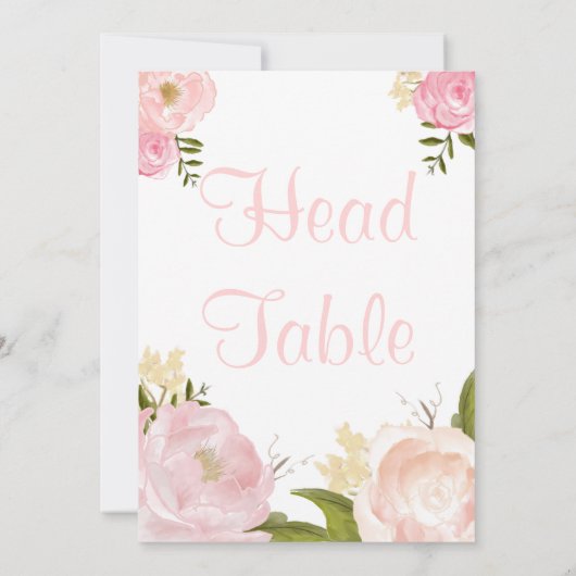 Romantische Waterverf Roze Peonies Hoofdtabel Kaart (Achterkant)