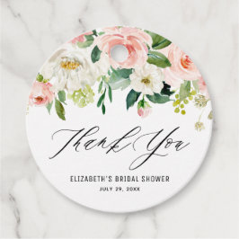 Romantische Waterverf Roze Perzik Bloemen Bedankt Bedankjes Labels