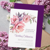 Romantische Waterverf Roze Pioen Elegant Bloemen Kaart