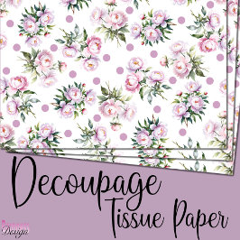 Romantische Waterverf Roze Pioenen dot patroonwit Tissuepapier