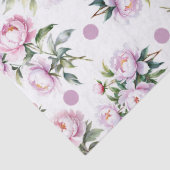 Romantische Waterverf Roze Pioenen dot patroonwit Tissuepapier (Detail)