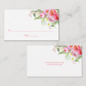 Romantische Waterverf Roze pioenen Rozen Plaats ka Plaatskaartje (Voorkant / Achterkant)