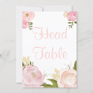 Romantische waterverf roze pioenrozen hoofdtafel kaart