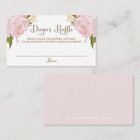 Romantische Waterverf Roze pony's luieraffle Informatiekaartje (Voorkant / Achterkant)