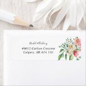 Romantische Waterverf Roze Rose Boeket Elegant Etiket (Insitu)