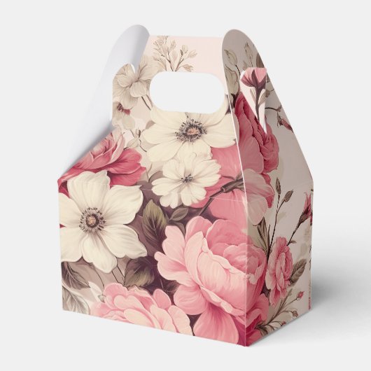 Romantische Waterverf Roze Rozen & Appelbloesems Bedankdoosjes (Achterkant)