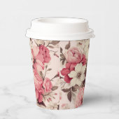 Romantische Waterverf Roze Rozen & Appelbloesems Papieren Bekers (Rechts)