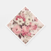 Romantische Waterverf Roze Rozen & Appelbloesems Servet (Hoek)