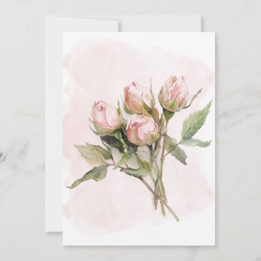 Romantische Waterverf Roze Rozen Bruids Luncheon Kaart (Achterkant)