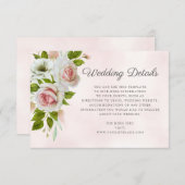 Romantische Waterverf Roze Rozen Bruiloft Details Informatiekaartje (Voorkant / Achterkant)