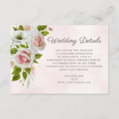 Romantische Waterverf Roze Rozen Bruiloft Details Informatiekaartje (Voorkant)