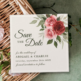 Romantische Waterverf Roze Rozen Elegante bruiloft Save The Date
