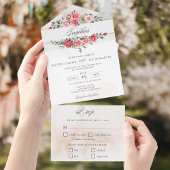 Romantische Waterverf Roze Rozen & Kalligrafie All In One Uitnodiging