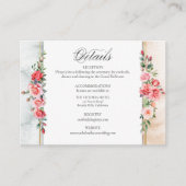 Romantische Waterverf Roze Rozen & Kalligrafie Informatiekaartje (Voorkant)