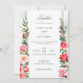 Romantische Waterverf Roze Rozen & Kalligrafie Kaart (Voorkant)