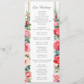 Romantische Waterverf Roze Rozen & Kalligrafie Programmakaart (Voorkant)