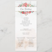 Romantische Waterverf Roze Rozen & Kalligrafie Programmakaart (Voorkant)