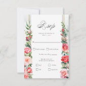 Romantische Waterverf Roze Rozen & Kalligrafie RSVP Kaartje (Voorkant)