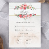 Romantische Waterverf Roze Rozen & Kalligrafie RSVP Kaartje