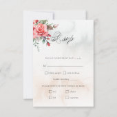 Romantische Waterverf Roze Rozen & Kalligrafie RSVP Kaartje (Voorkant)
