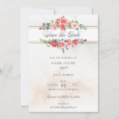 Romantische Waterverf Roze Rozen & Kalligrafie Save The Date (Voorkant)