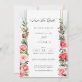 Romantische Waterverf Roze Rozen & Kalligrafie Save The Date (Voorkant)