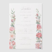 Romantische Waterverf Roze Rozen & Kalligrafie Vellum Uitnodigingen (Voorkant)