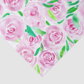 Romantische Waterverf Roze Rozen met Groene Blader Tissuepapier (Detail)