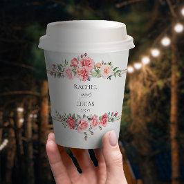 Romantische Waterverf Roze Rozen Papieren Bekers