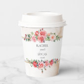 Romantische Waterverf Roze Rozen Papieren Bekers (Achterkant)