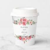 Romantische Waterverf Roze Rozen Papieren Bekers (Voorkant)