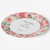 Romantische Waterverf Roze Rozen Papieren Bordje (Gekanteld)