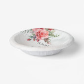 Romantische Waterverf Roze Rozen Papieren Kommen (Gebogen)