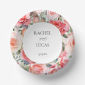 Romantische Waterverf Roze Rozen Papieren Kommen (Voorkant)