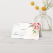 Romantische Waterverf Roze Rozen Plaatskaartje (Achterkant)